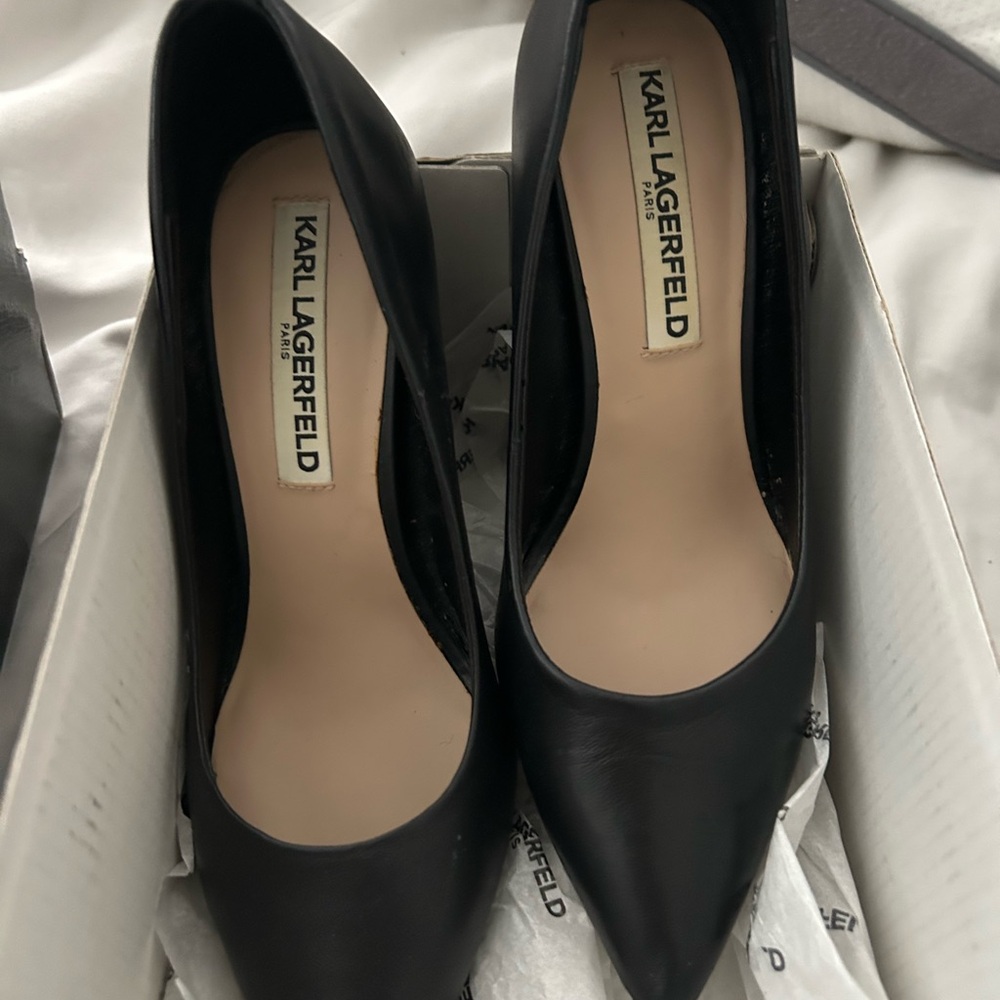 Karl Lagerfeld Black Leather Heels